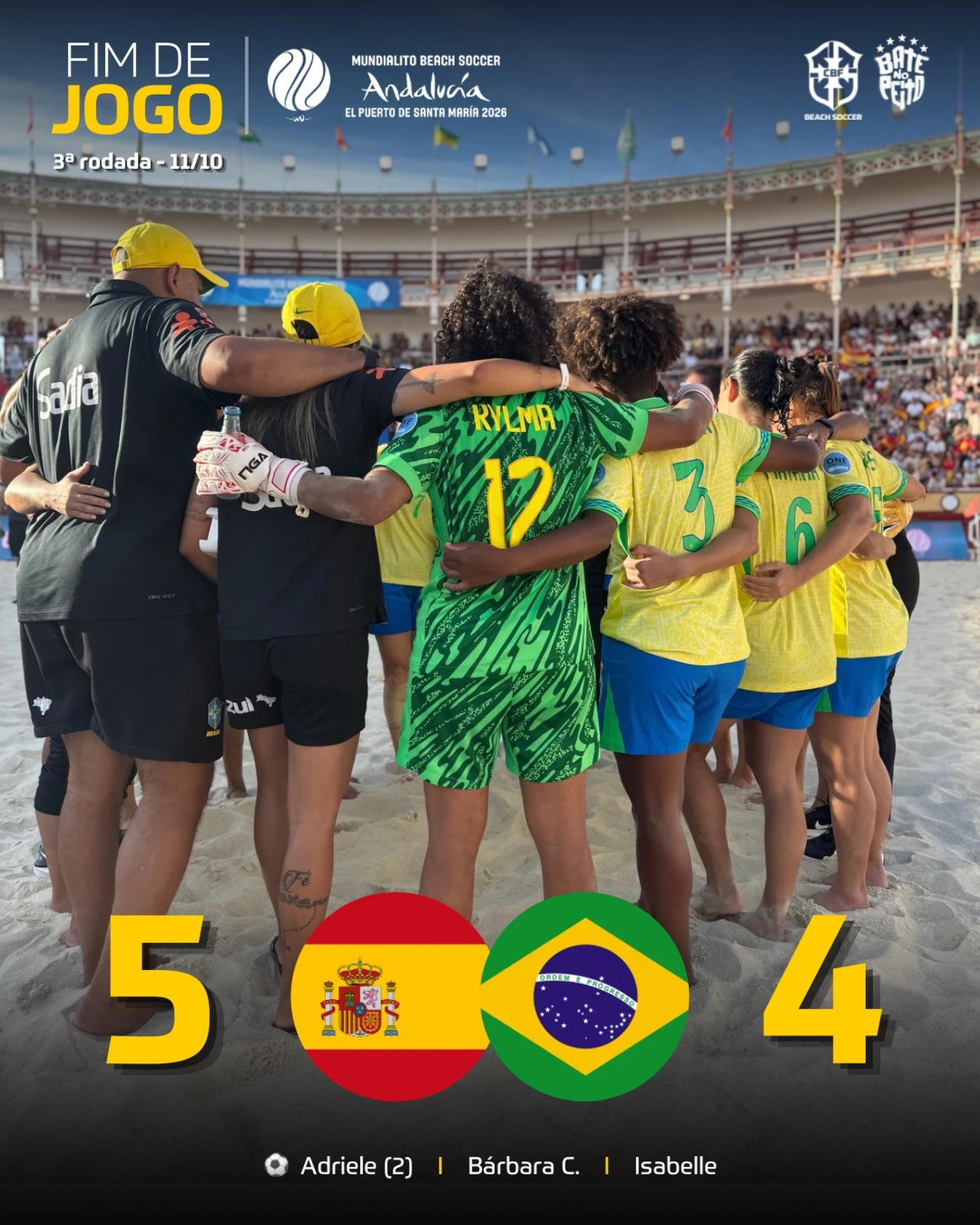 Seleção Brasileira perdeu por 5 a 4 para Espanha