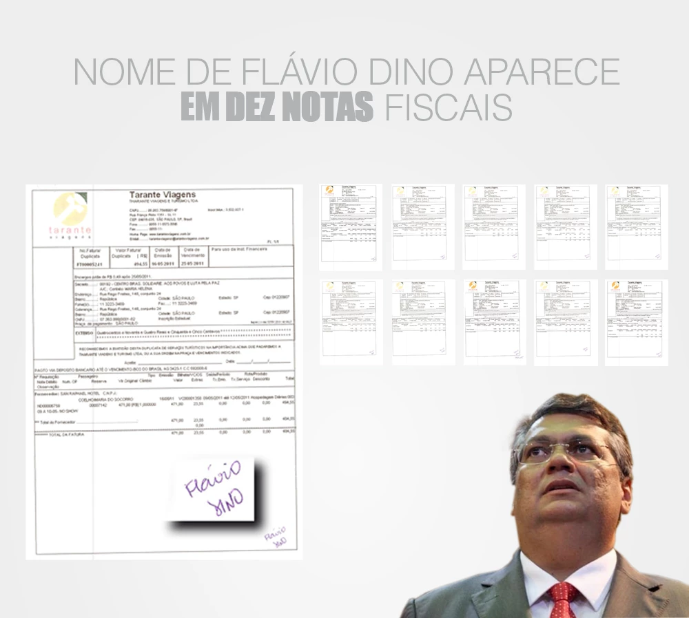 Nome do governador aparece manuscrito em 10 notas fiscais diferentes.