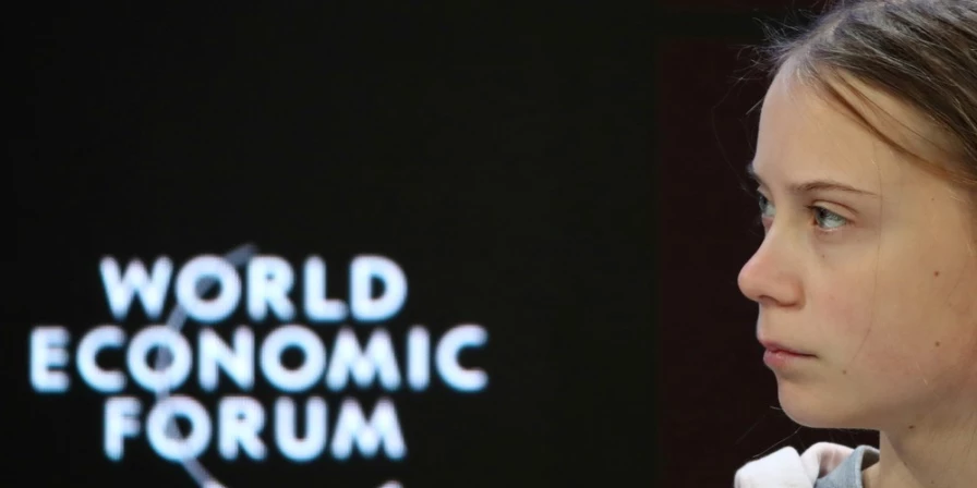 Greta Thunberg fala em painel do 50º Fórum Econômico Mundial, em Davos, Suíça