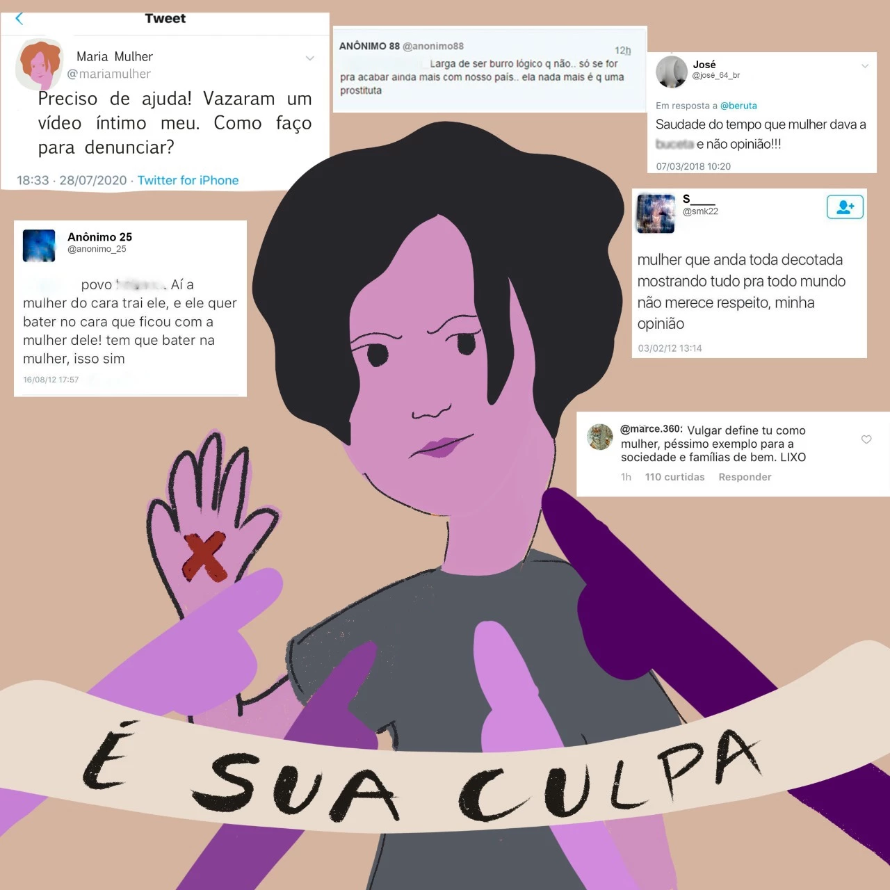 Ilustração baseada em postagens reais / Arte: Vitória Mendes