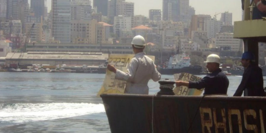 Capitão Boris Prokoshev a bordo do navio Rhosus no porto de Beirute em foto de 2014