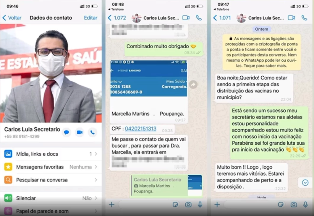 Perfil Fake se passa pelo secretário de saúde Carlos Lula para aplicar golpe