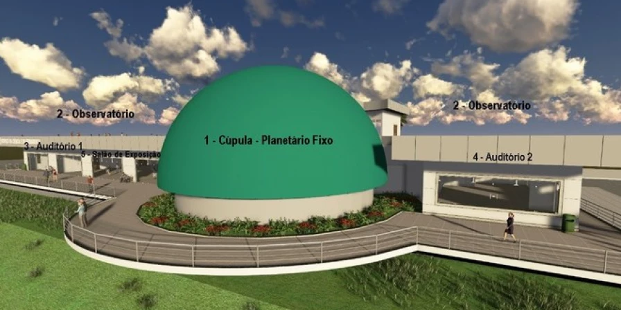 Espaço da Ciência e do Firmamento terá auditórios, observatórios e uma cúpula, que está 80% concluída